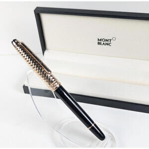 2011 Montblanc Doue Geometric Dimension Rollerball Pen Champagne Gold Plate